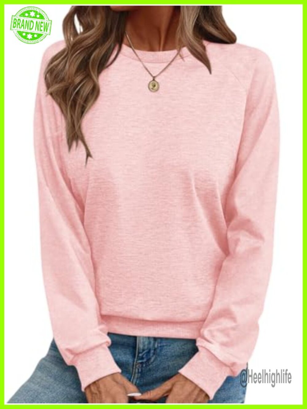 Lightweight Crewneck Sweatshirt Raglan Sleeve Tunic Top Loose Fit